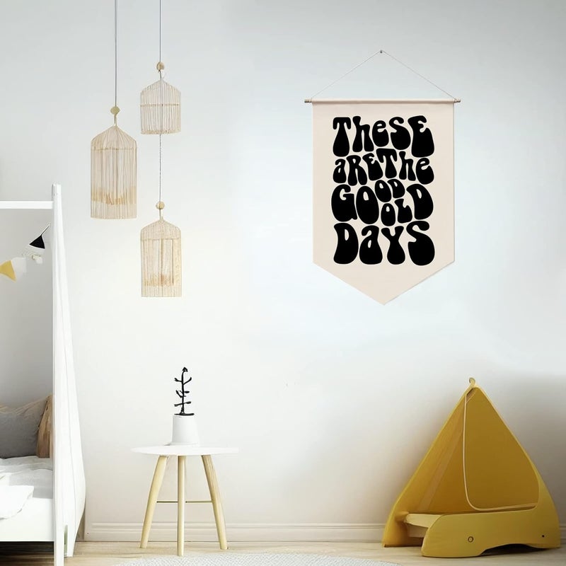 WCDHOR These Are The Good Old Days, 70s Wall Hanging Banner, Trendy Wall Decor, Funky Wall Art, Above Couch Hanging, Wall Trendy, Retro Typography Wall Art, Family Home Decor - Image 3